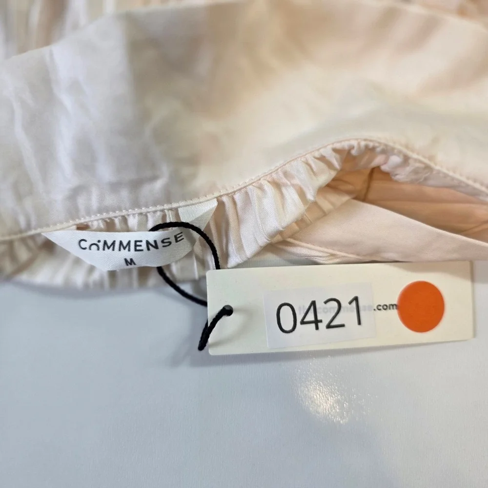 Commense Cream Pleated Plisse Button Down Shirt Long Sleeve Blouse Size M NEW - Picture 7 of 12